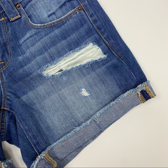 J Crew Medium Dark Wash Cuffed Denim Shorts Size 24 - Picture 2 of 12